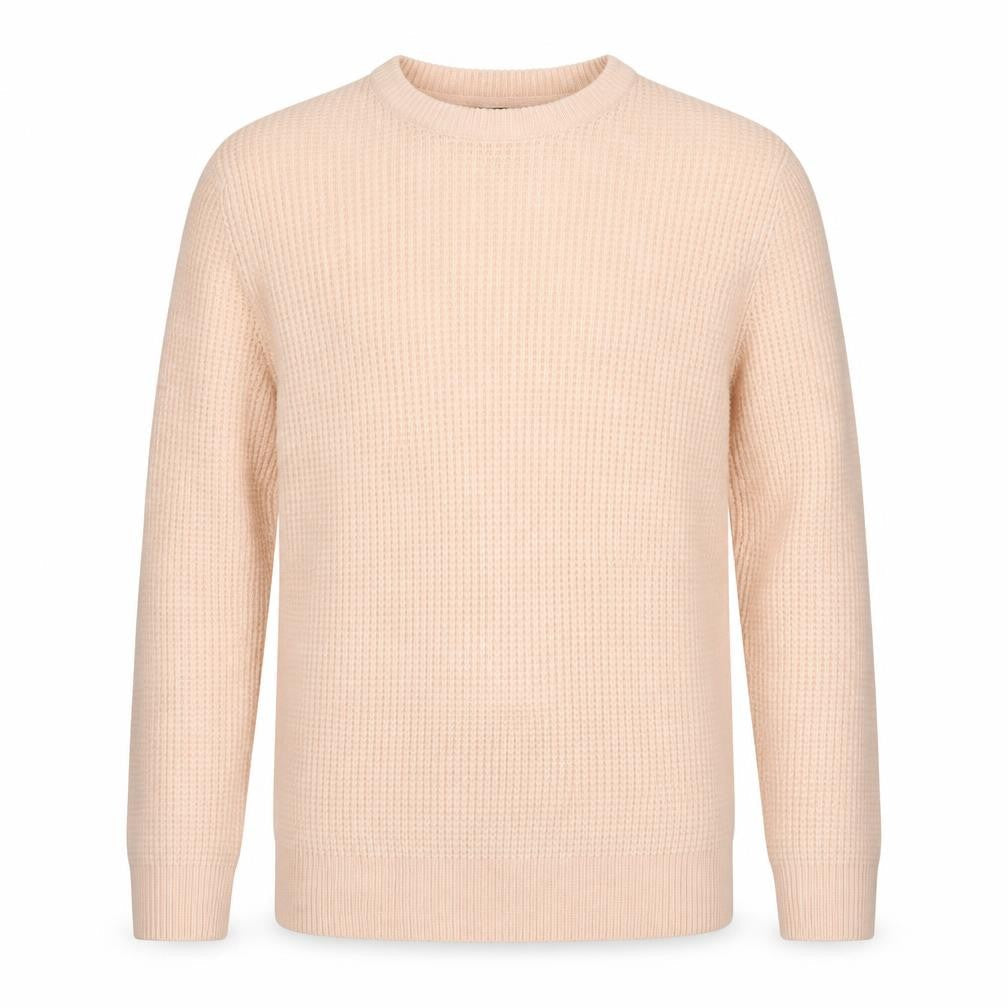 New Look Men Beige Waffle-Knit Crew Neck Jumper Size M