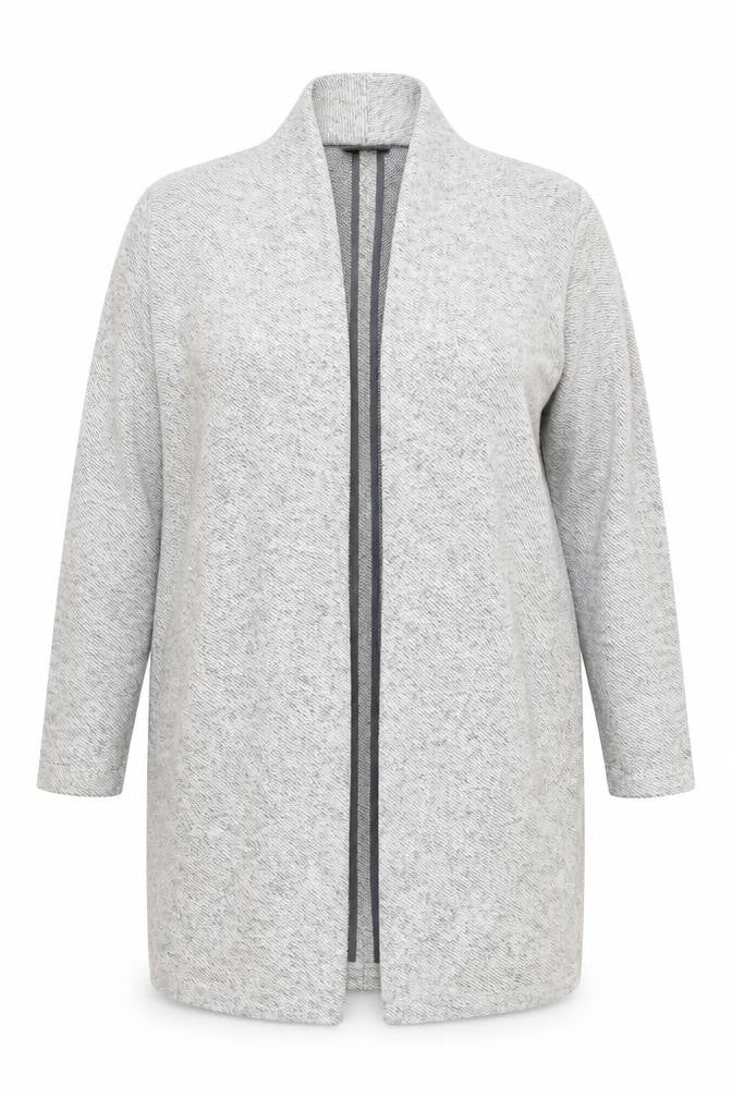 Next Women's Grey Knit Long Coatigan Size 14 Open Front