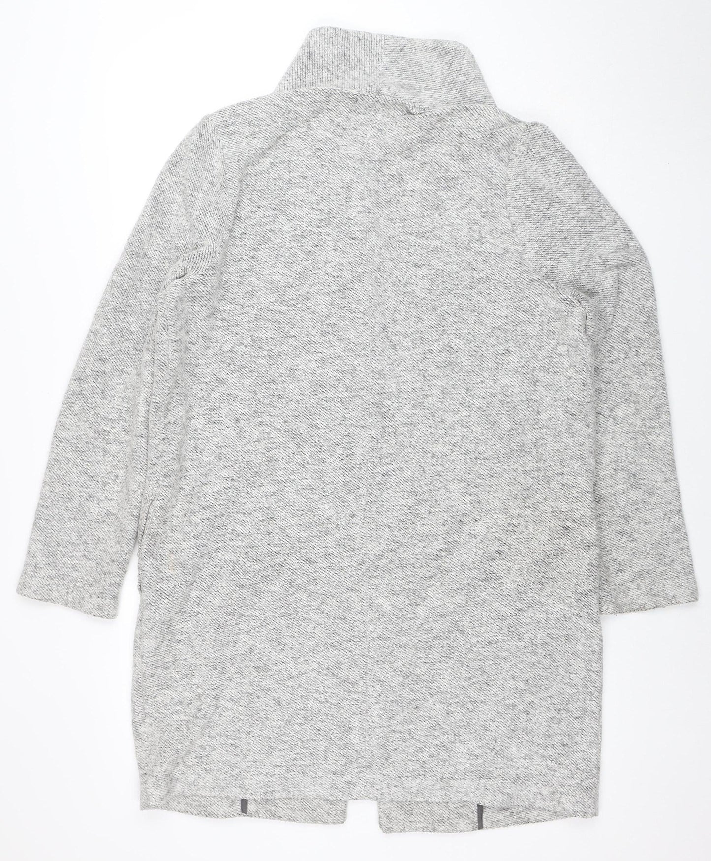 Next Women's Grey Knit Long Coatigan Size 14 Open Front