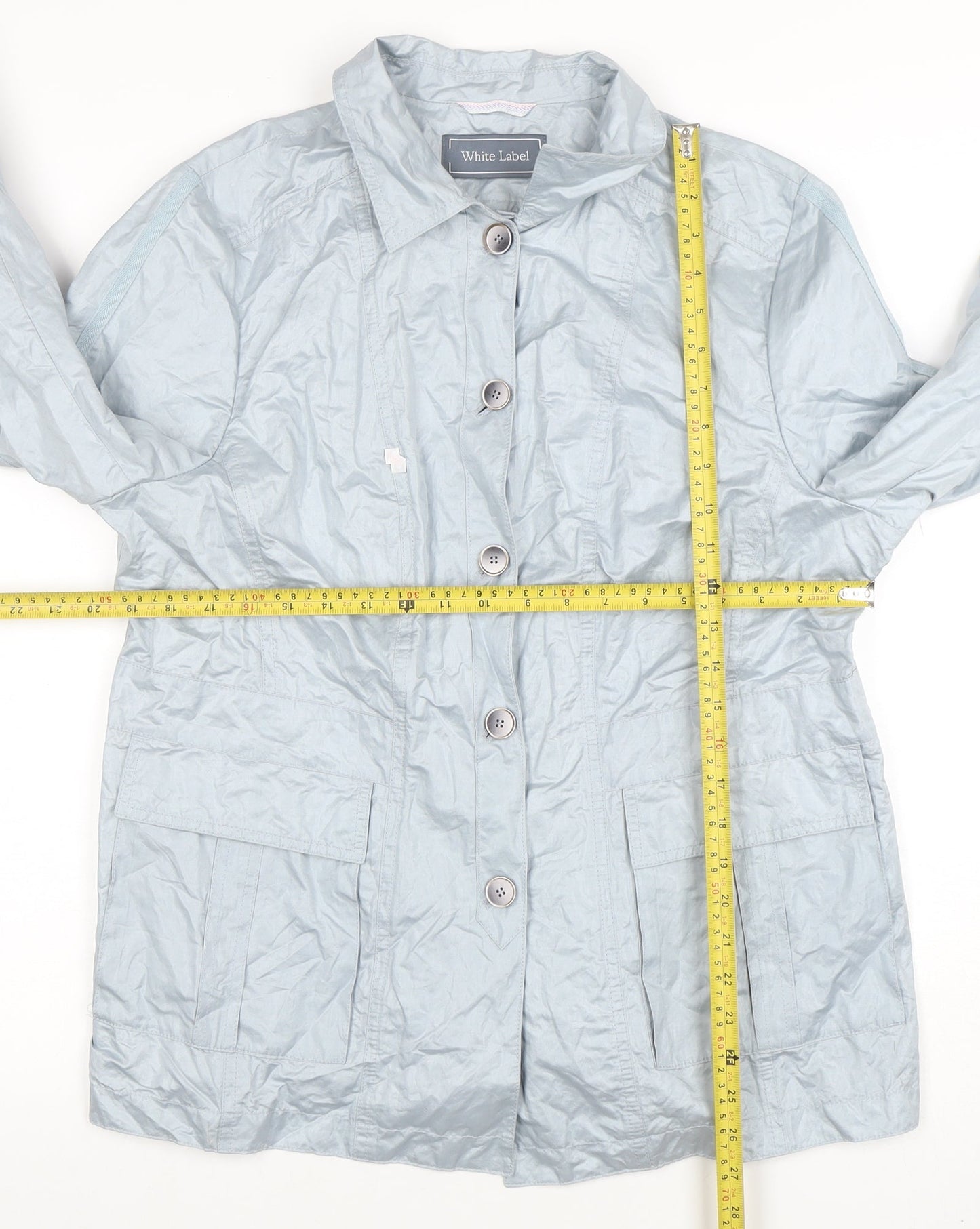 White Label Women's Grey Cotton Blend Mid-Length Casual Jacket Size 24