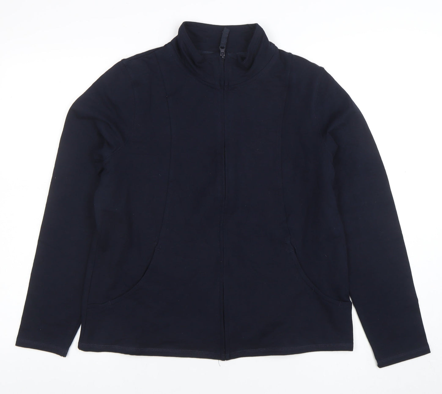 Marks and Spencer Womens Navy Full Zip Sweatshirt UK 16 Cotton Blend