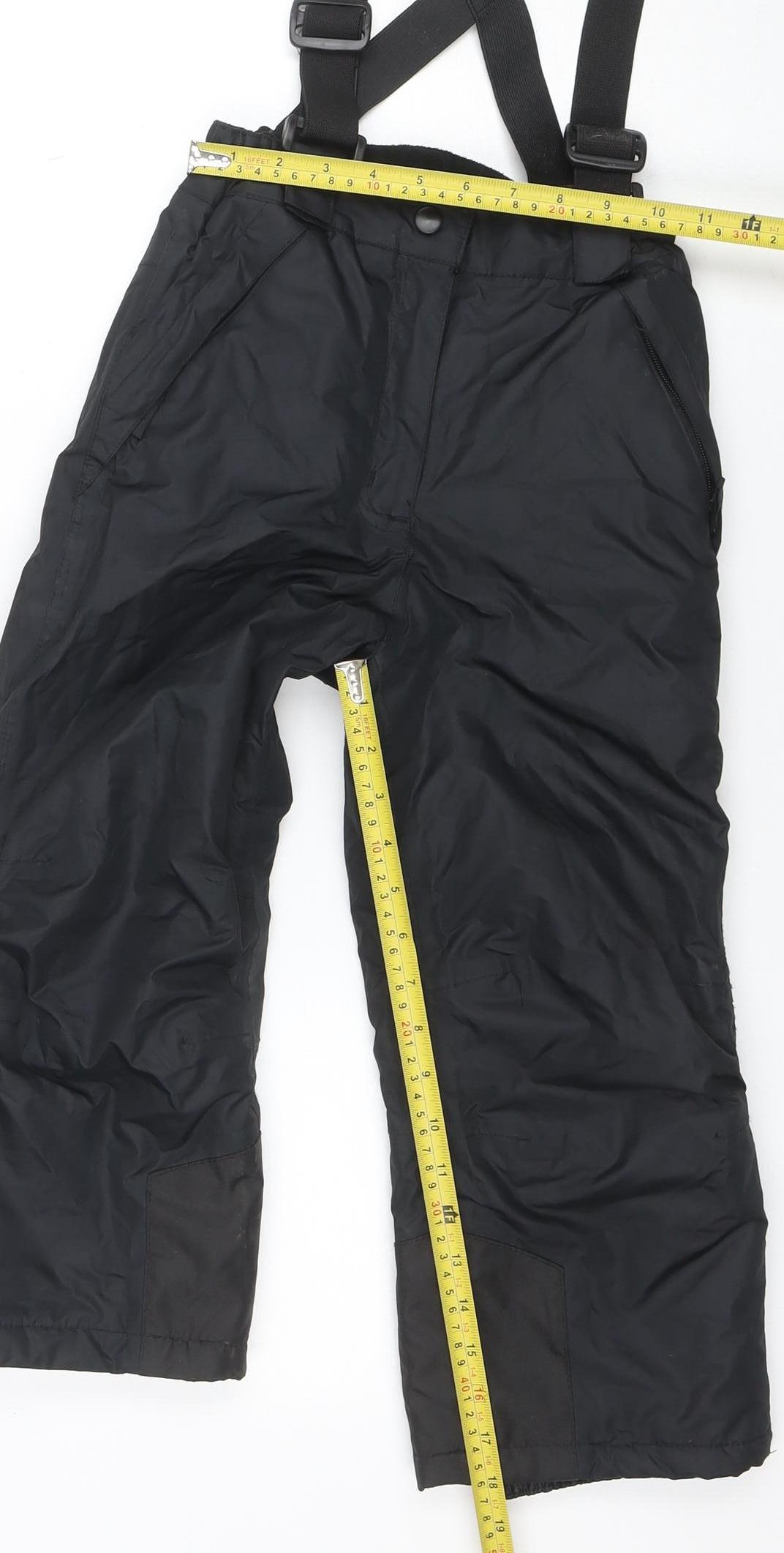 Crane Boys Black 5-6 Years Waterproof Snow Pants with Adjustable Straps