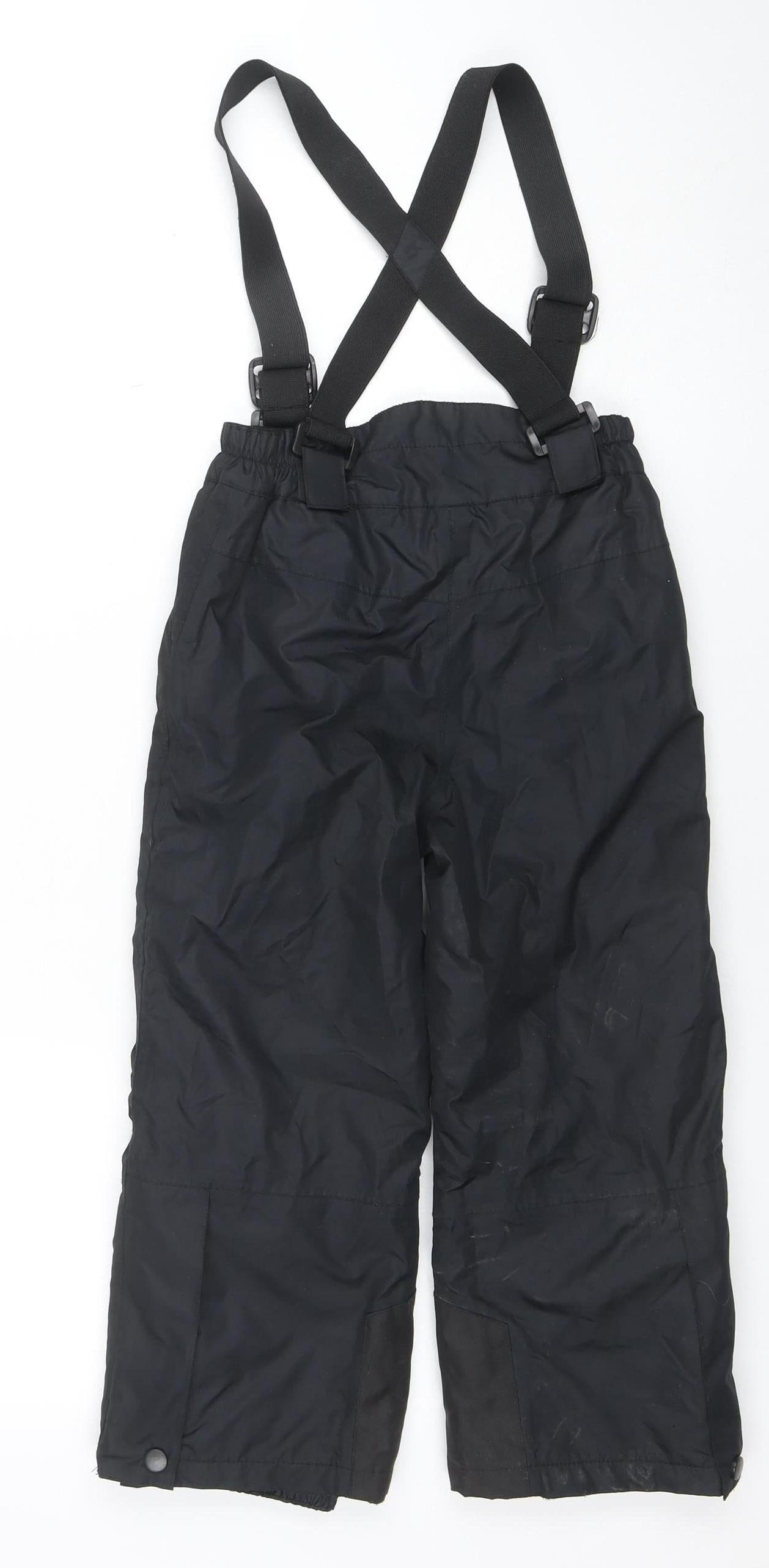 Crane Boys Black 5-6 Years Waterproof Snow Pants with Adjustable Straps