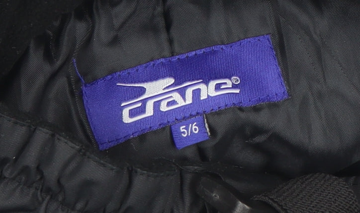 Crane Boys Black 5-6 Years Waterproof Snow Pants with Adjustable Straps