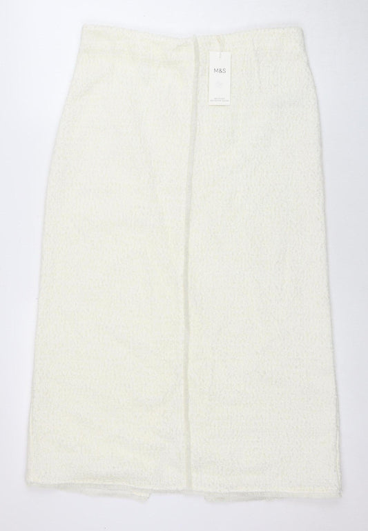 Marks and Spencer Women’s Ivory Knit Midi Pencil Skirt Size 14