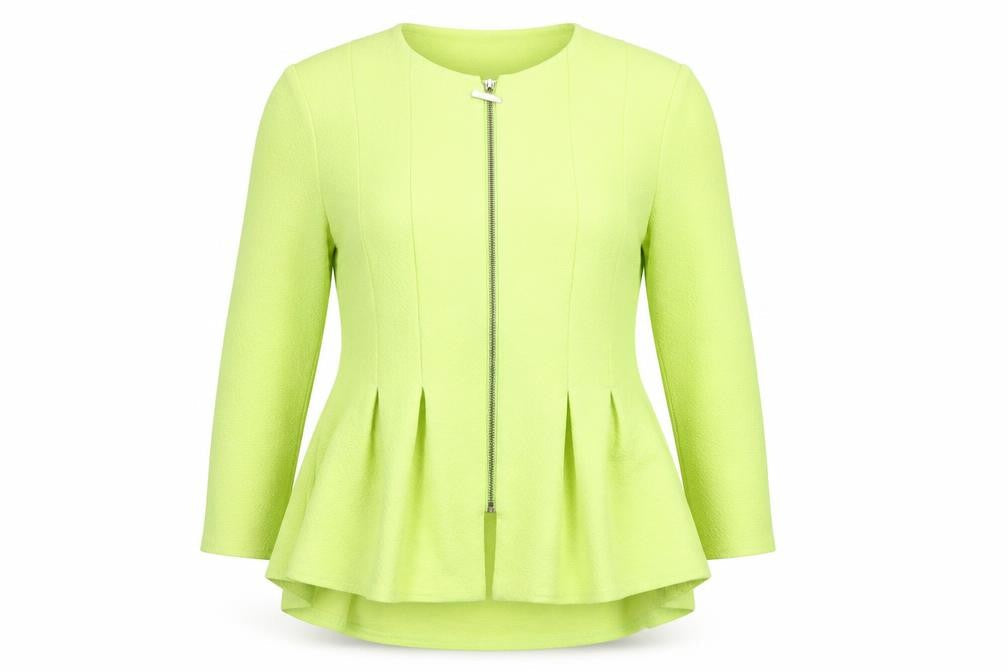 River Island Women's Yellow Zip Front Peplum Jacket Size 12