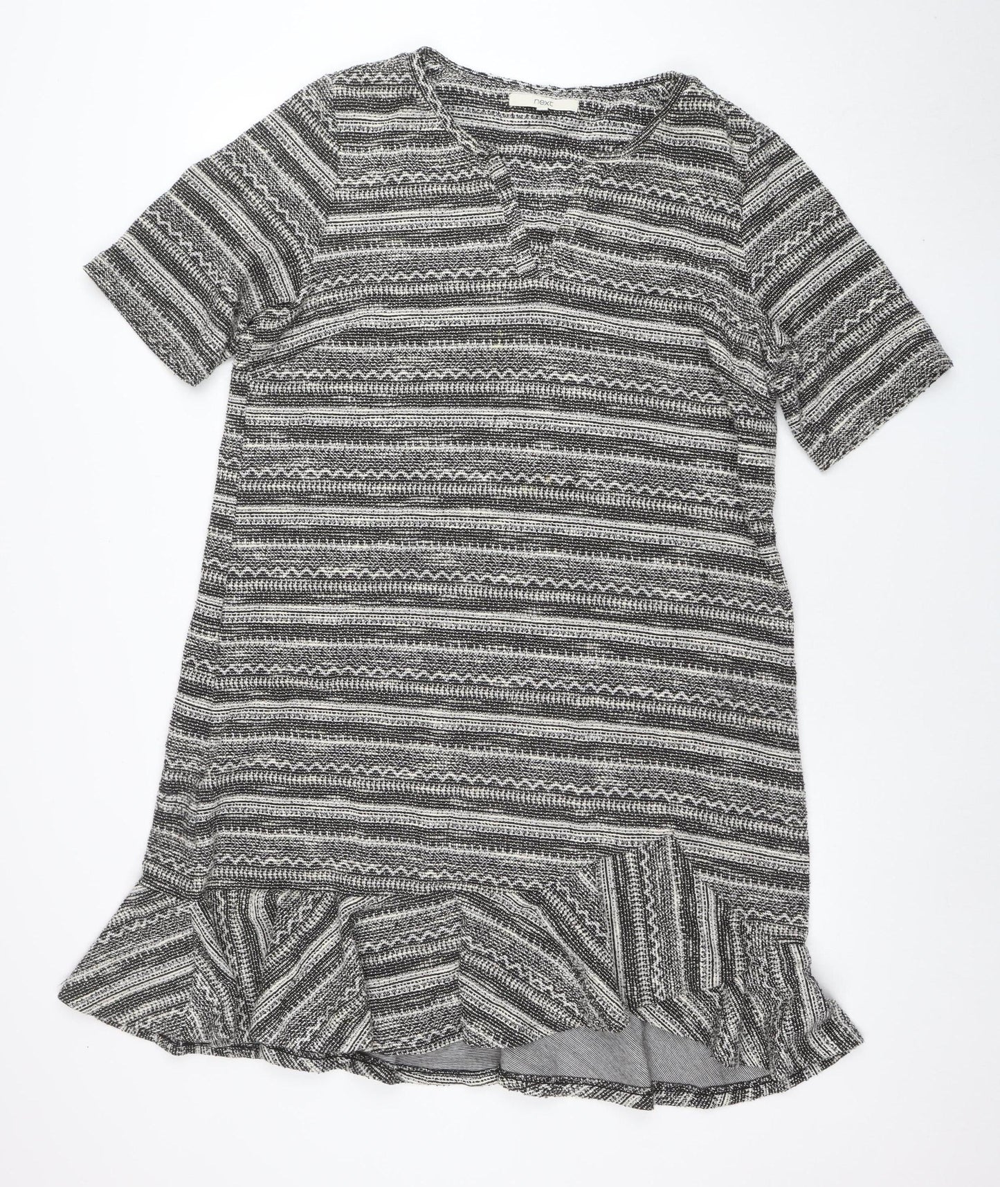 Next Women Grey Striped 3/4 Sleeve Knit Shift Dress Size 18