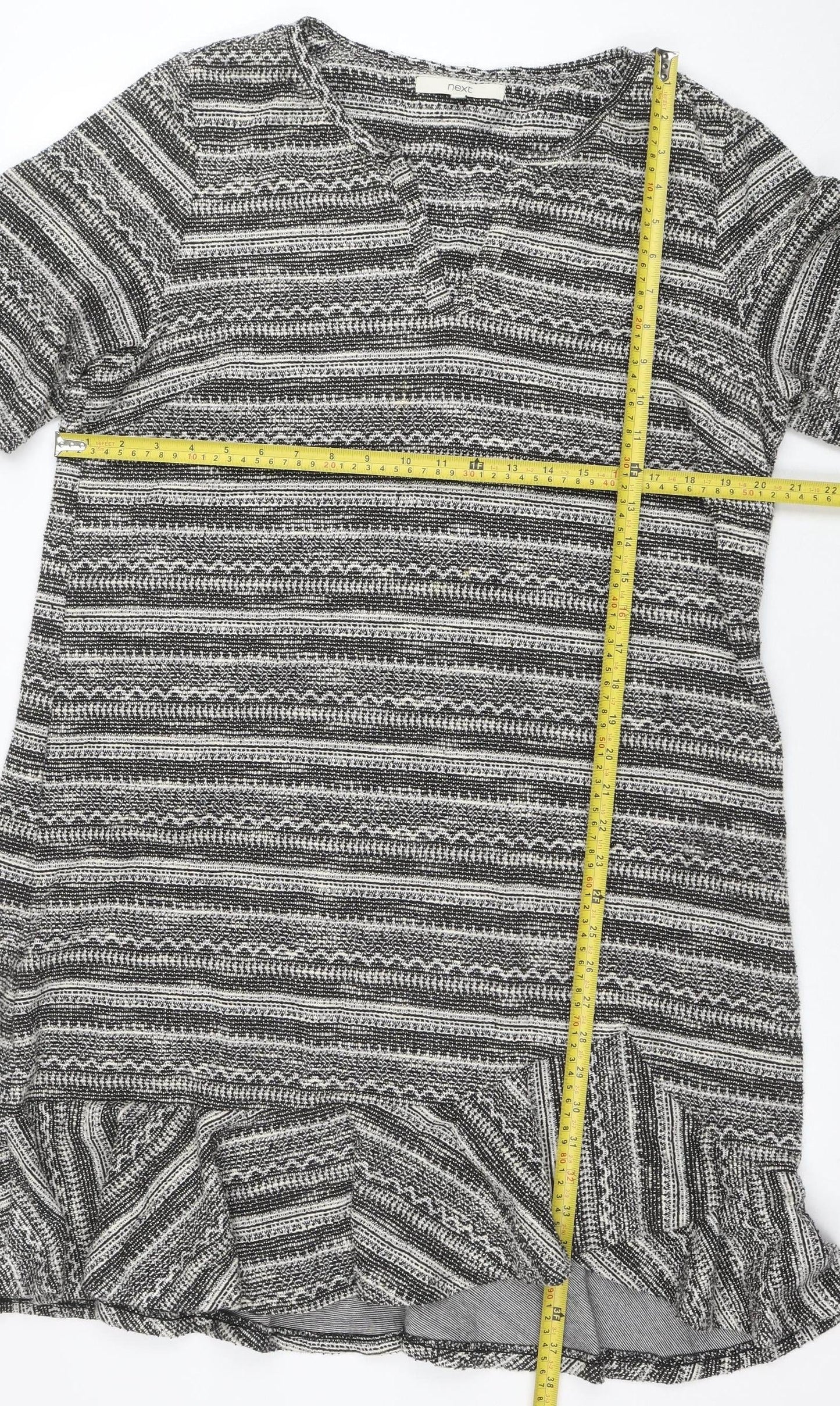 Next Women Grey Striped 3/4 Sleeve Knit Shift Dress Size 18