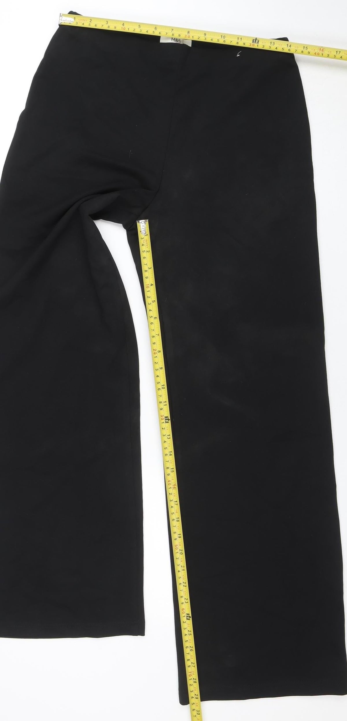 Marks and Spencer Women's Black Size 12 Regular Straight Trousers