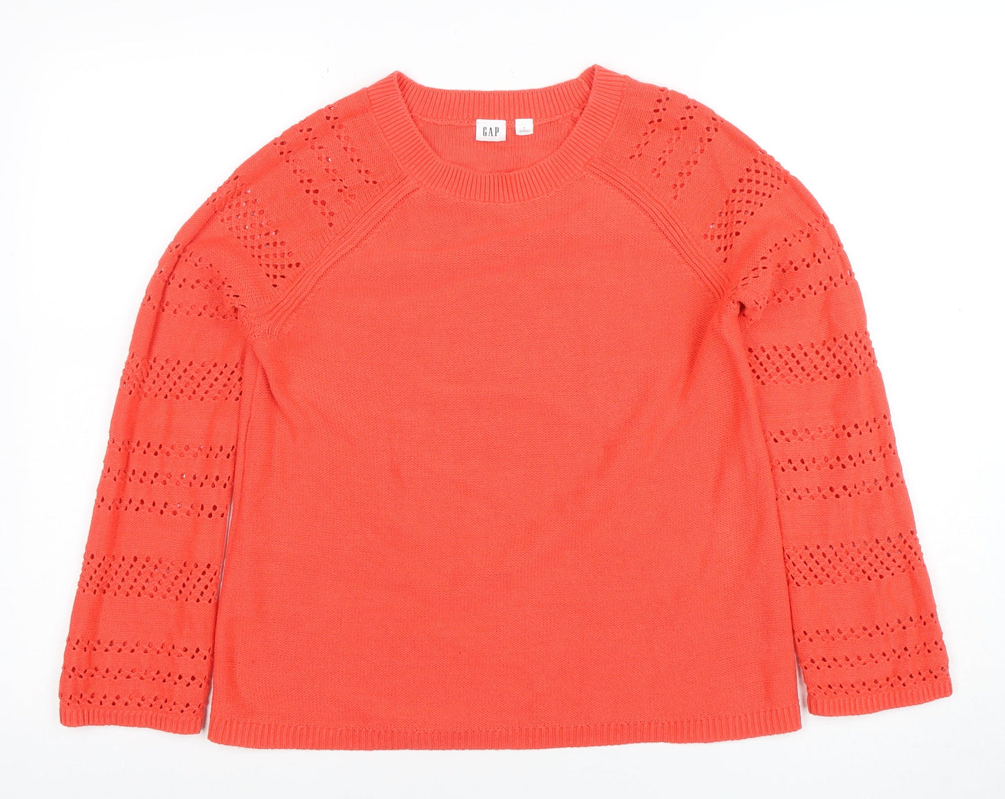 GAP Women's Coral Cotton Crew Neck Jumper Size S Long Sleeve
