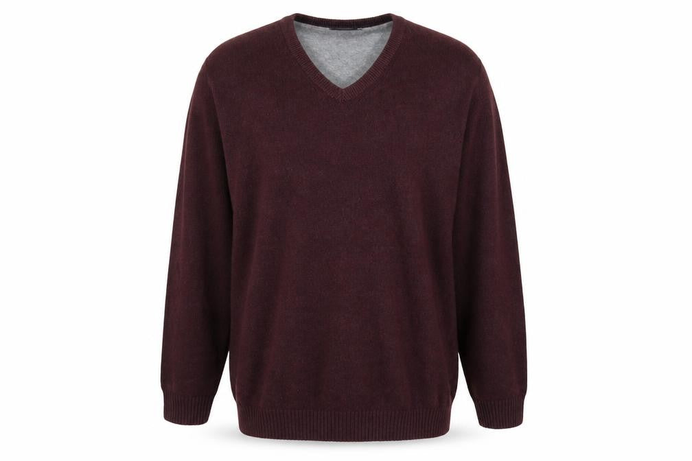 Maine New England Men's Brown 2XL V-Neck Cotton Wool Jumper