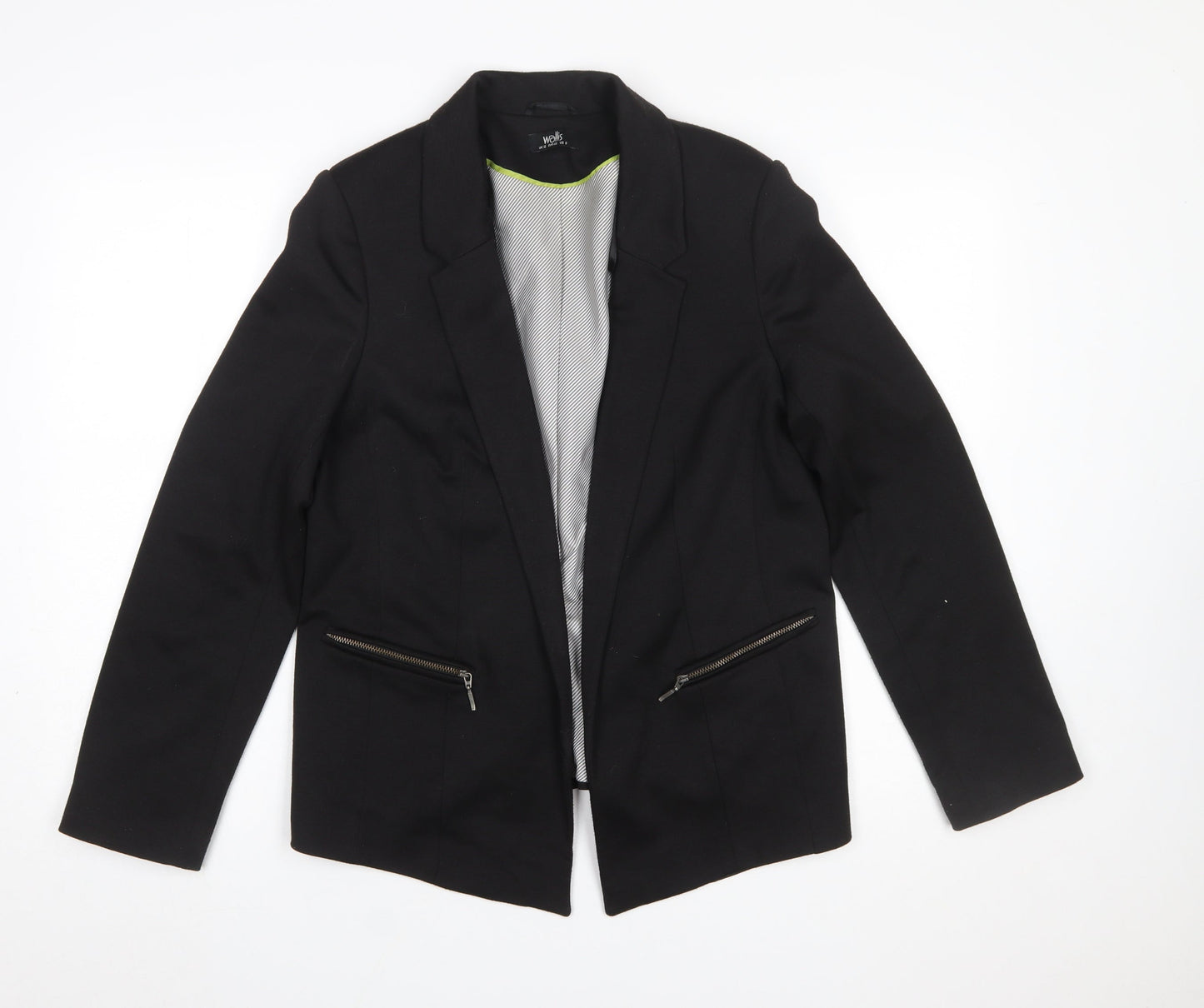 Wallis Women's Black Classic Blazer UK 12 Tailored Single Breasted Jacket