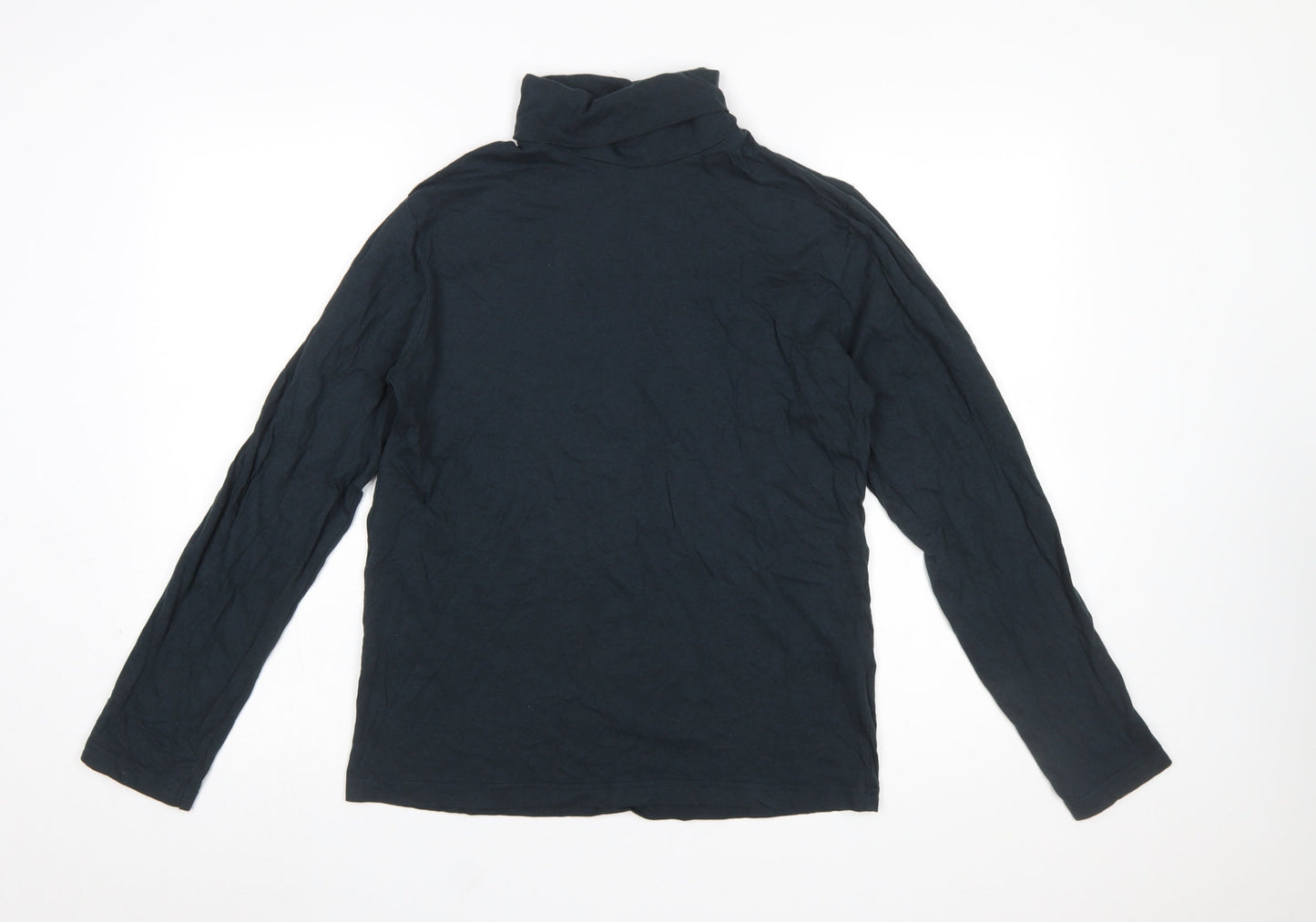 Rock & Rock Women's Black Cotton Roll Neck Long Sleeve Top Size L