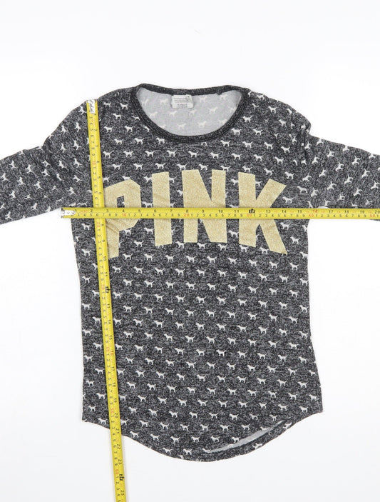 Victoria's Secret Women Grey XS Long Sleeve Animal Print Pyjama Top