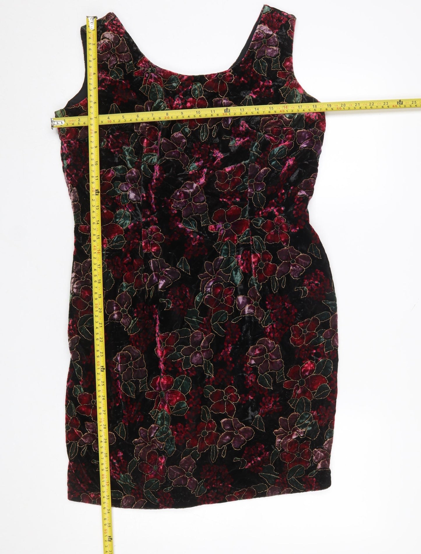 Etam Women’s Multicoloured Velvet Floral Bodycon Dress Size 14