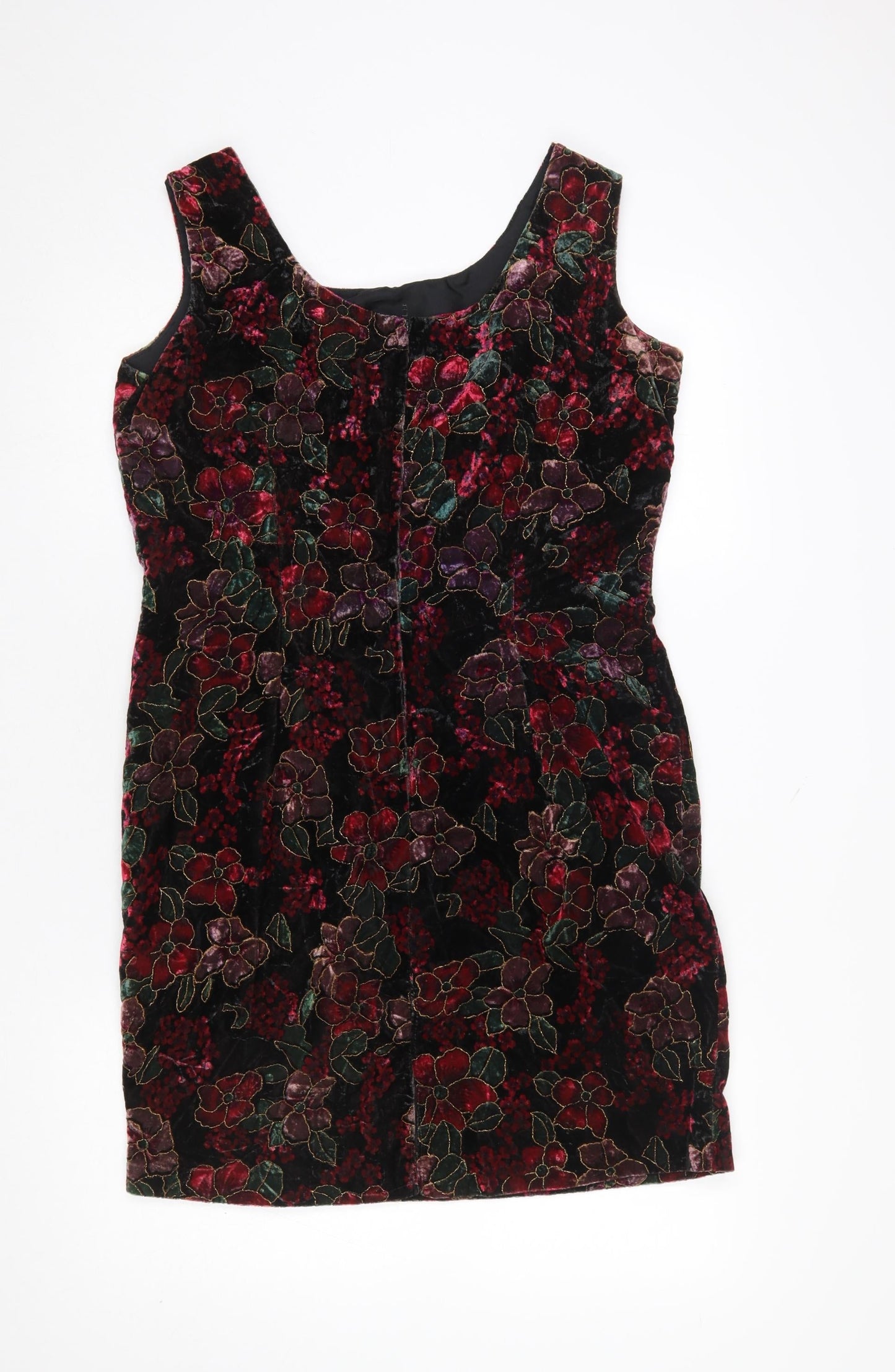 Etam Women’s Multicoloured Velvet Floral Bodycon Dress Size 14