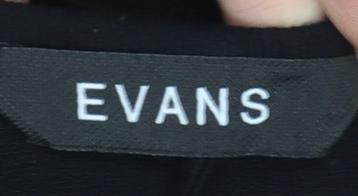 Evans Womens Black Viscose Jersey V-Neck 3/4 Sleeve Blouse Size 16