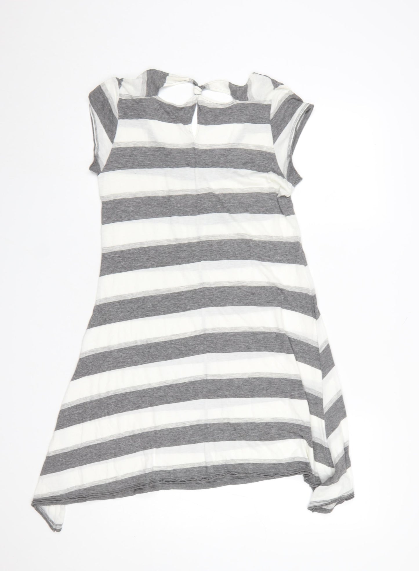 White Stuff Womens Grey Striped Tunic T-Shirt Size 10 Cotton Modal