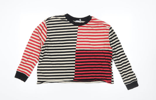 ASOS DESIGN Women’s Multicoloured Striped Long Sleeve Cropped T-Shirt UK 12