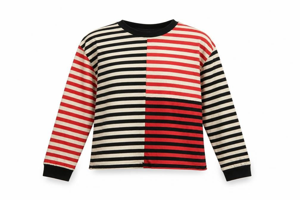 ASOS DESIGN Women’s Multicoloured Striped Long Sleeve Cropped T-Shirt UK 12