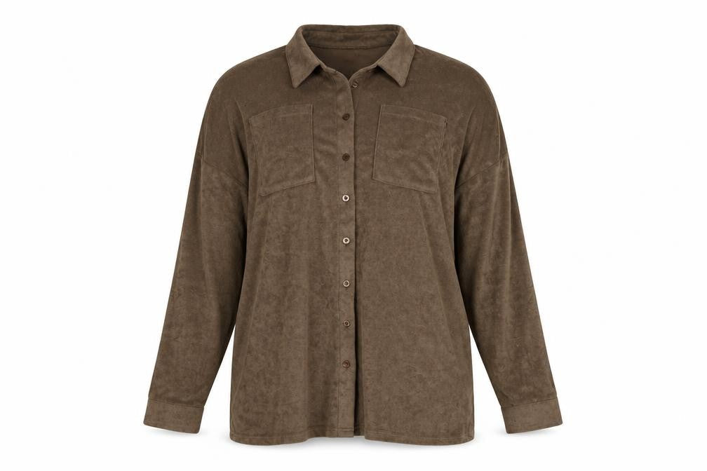 PrettyLittleThing Women’s Brown Size 14 Button-Up Fleece Shirt