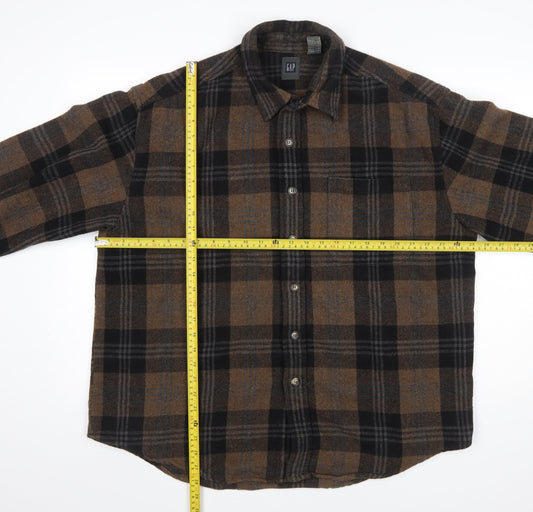 GAP Mens Brown Plaid Flannel Button-Up Long Sleeve Shirt XL