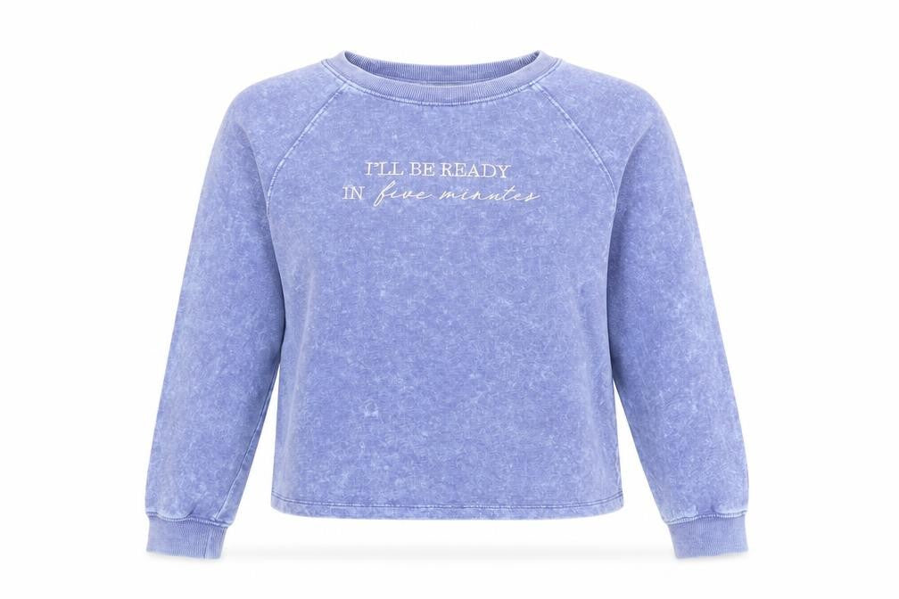New Look Women’s Blue Long Sleeve Crew Neck Embroidered T-Shirt Size 14