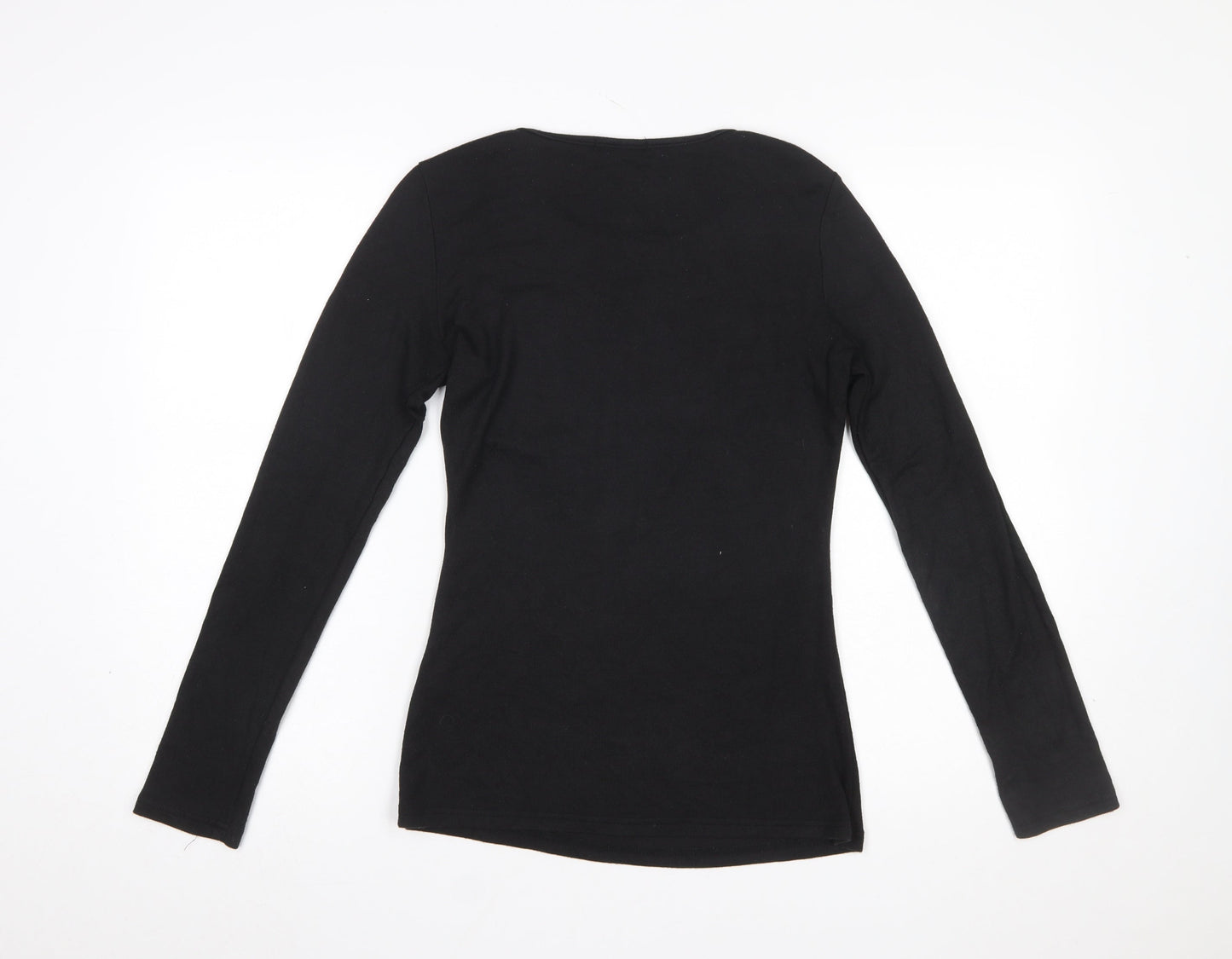 Quiz Women’s Black Leopard Print Beaded Long Sleeve Top Size S