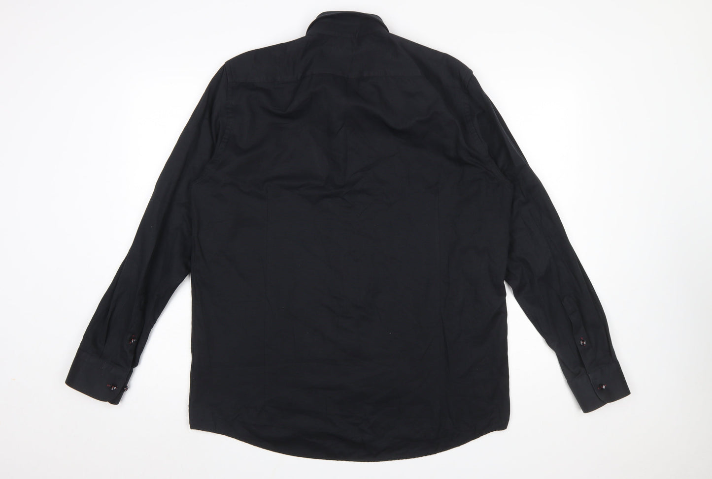 Spectre Men's Black Button-Down Long Sleeve Cotton Shirt 2XL