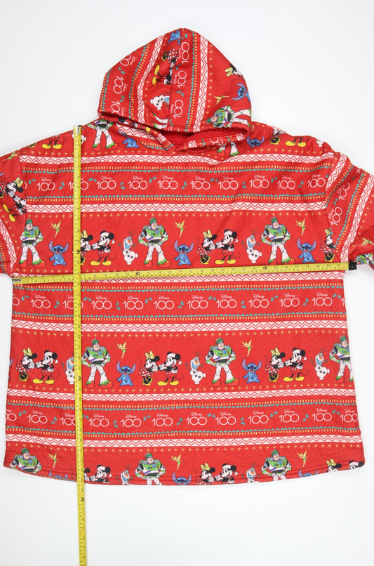 Disney Women Red Fleece Hooded Robe One Size Graphic Print Nightwear
