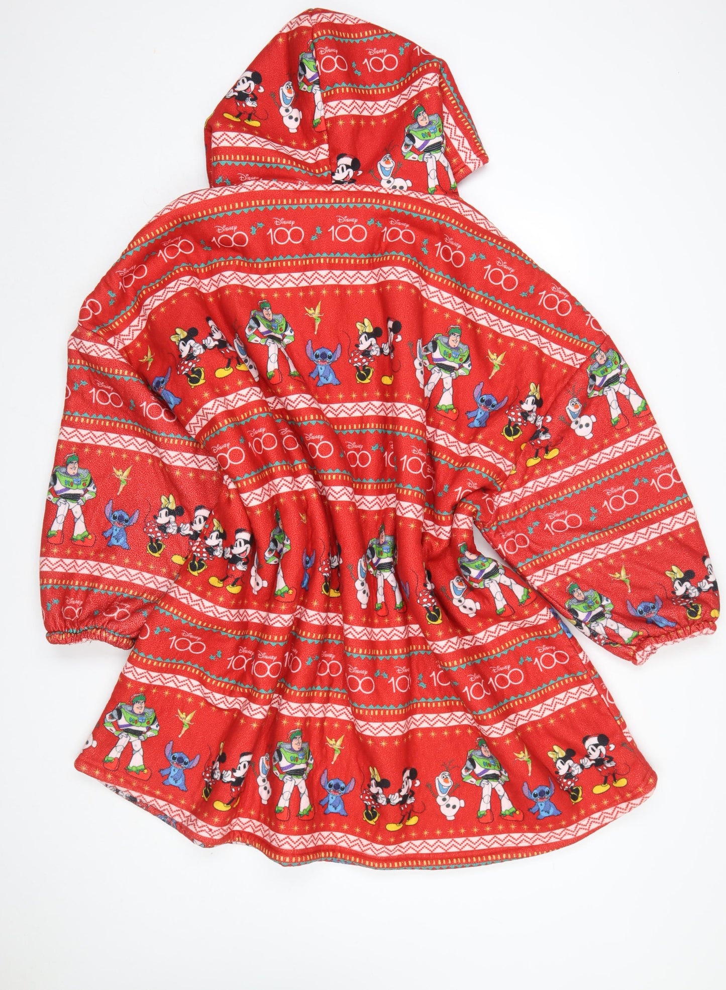 Disney Women Red Fleece Hooded Robe One Size Graphic Print Nightwear