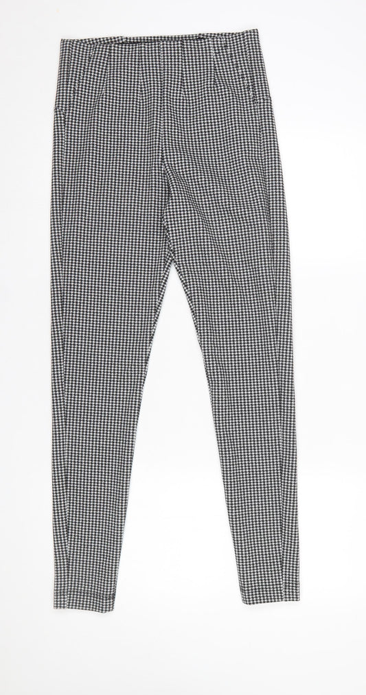 Marks and Spencer Women Black Houndstooth Stretch Leggings Size 10 Long