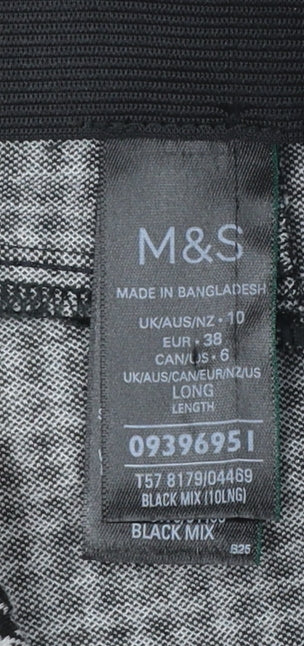 Marks and Spencer Women Black Houndstooth Stretch Leggings Size 10 Long