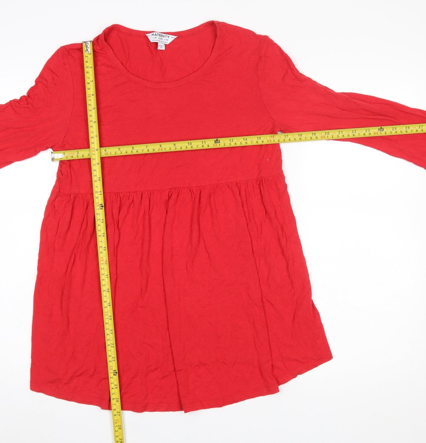 Dorothy Perkins Maternity Red Tunic Blouse UK 10 3/4 Sleeve Viscose