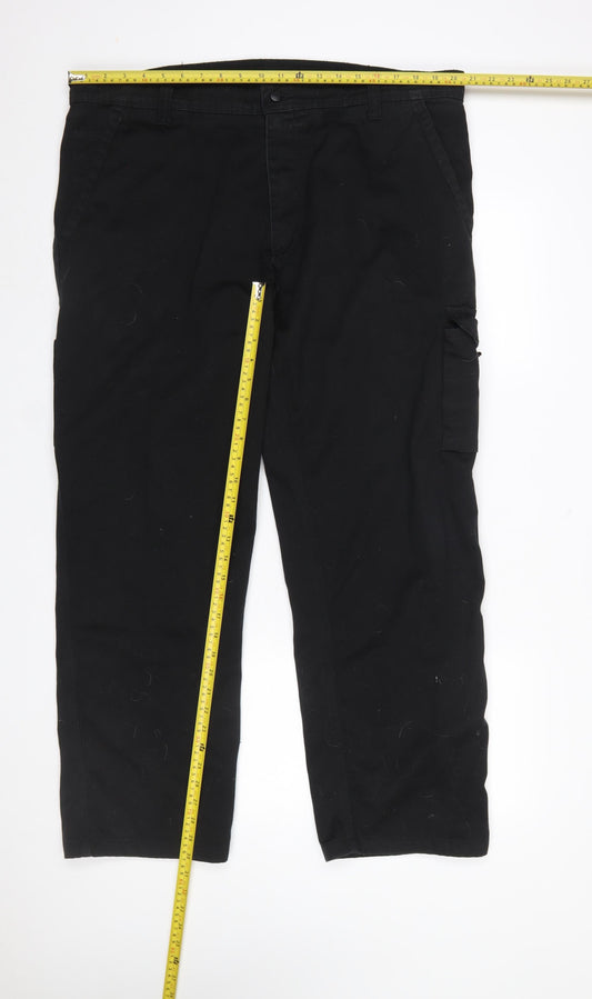 ORN Mens Black Cargo Workwear Trousers Size 42R Polyester Cotton