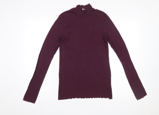GAP Women’s Purple Mock Neck Long Sleeve Cotton Top Size S