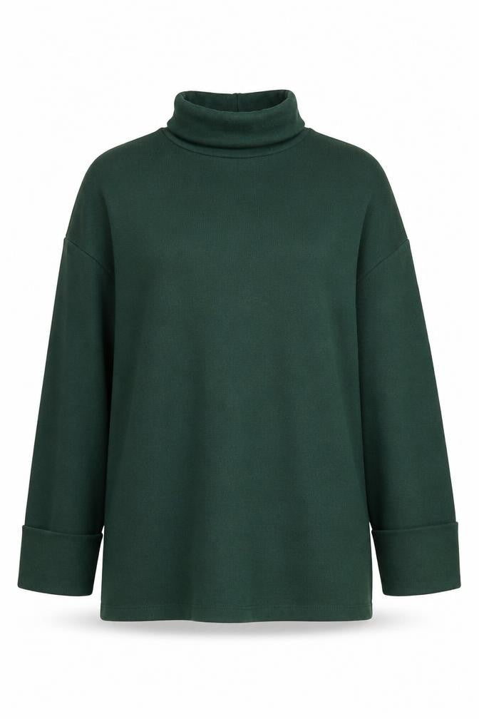 Front view of ASOS Women Green Roll Neck Long Sleeve Jersey jumper UK 10