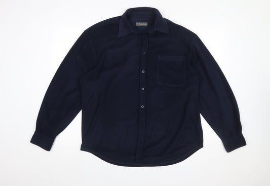 Hawkshead Men's Blue Fleece Button-Up Long Sleeve Shirt M