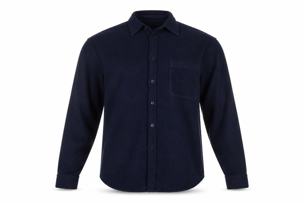 Hawkshead Men's Blue Fleece Button-Up Long Sleeve Shirt M