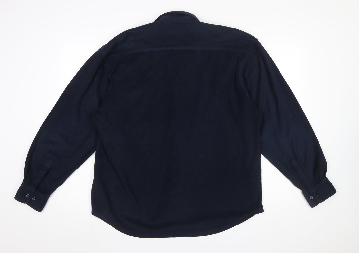 Hawkshead Men's Blue Fleece Button-Up Long Sleeve Shirt M
