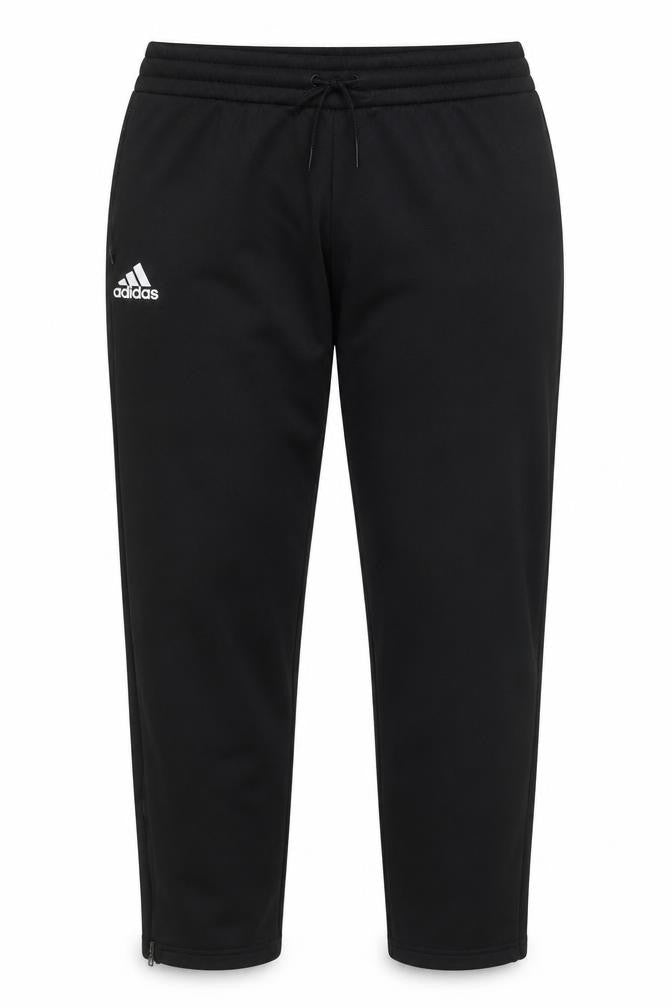 Front view of Adidas women’s black jogger trousers, size L, polyester sportswear