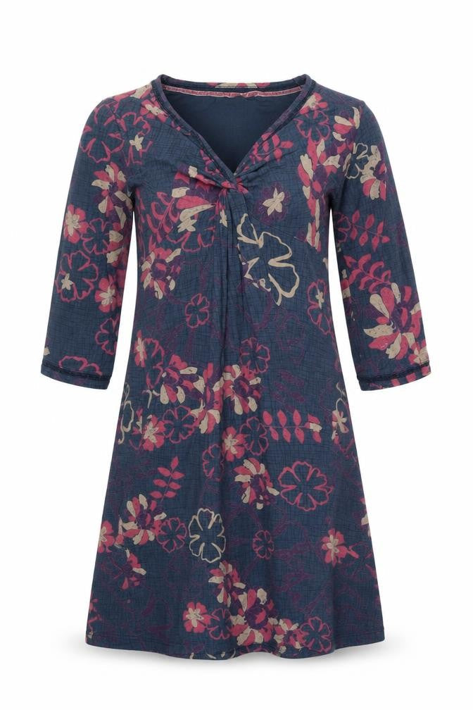 FatFace Women's Blue Floral Knee Length Viscose A-Line Dress Size 12