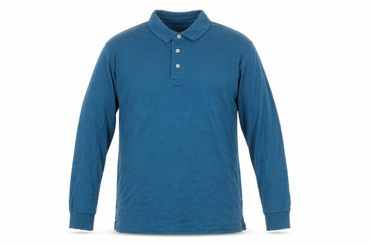 Lands' End Men's Blue Long Sleeve Cotton Polo Shirt XL Classic Fit