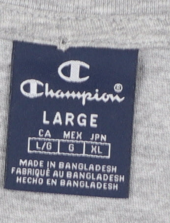 Champion Men's Grey Cotton Crew Neck Short Sleeve T-Shirt Size L