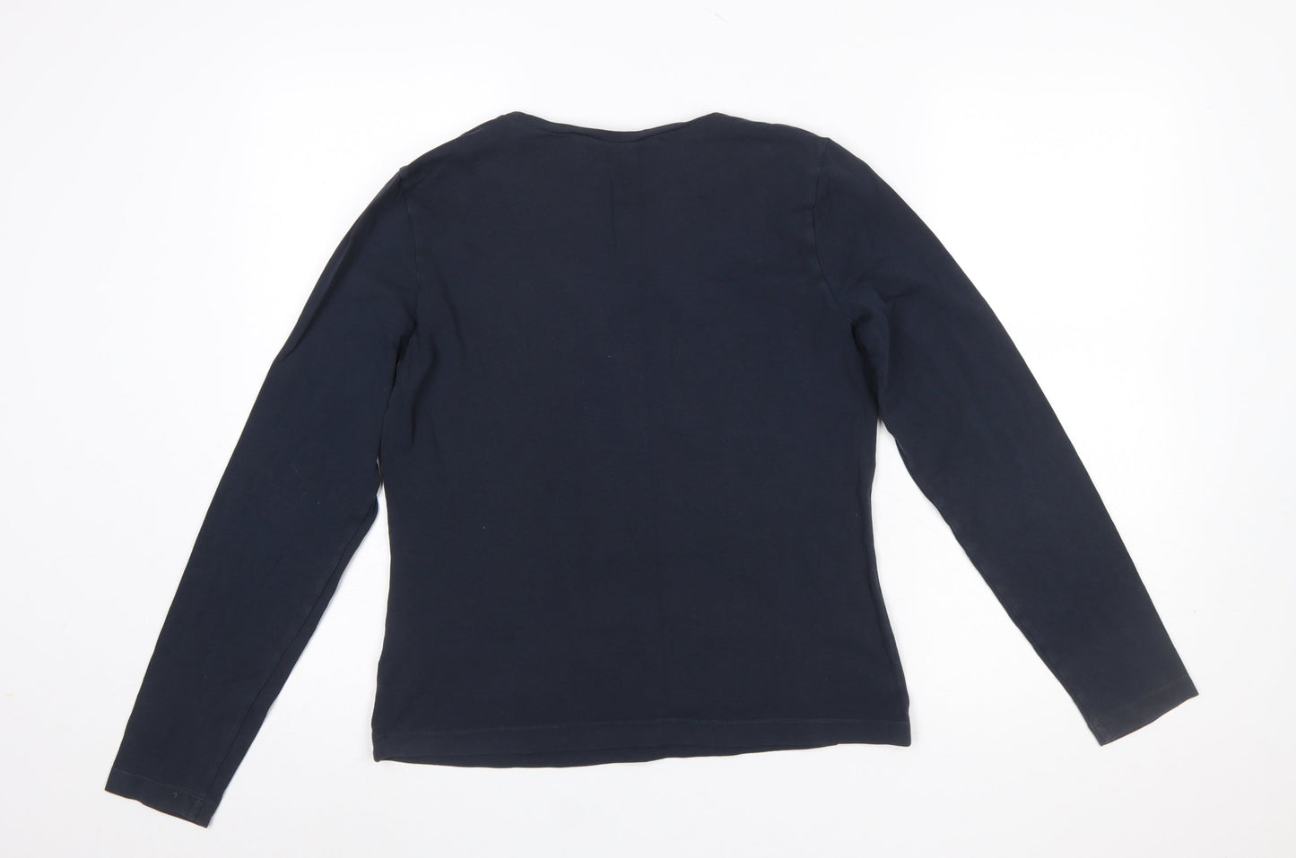 Mexx Womens Blue Long Sleeve Basic Crew Neck Cotton Top XL