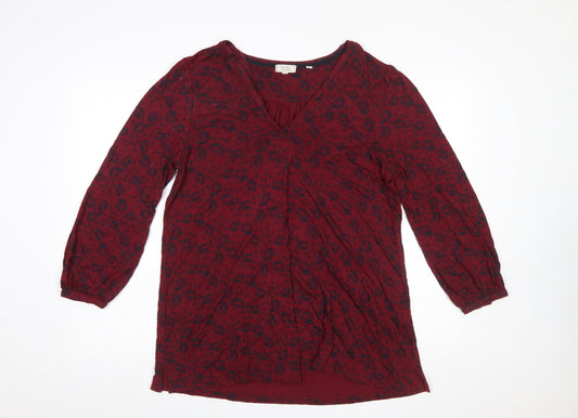 FatFace Womens Red Animal Print Viscose Tunic Blouse UK 12