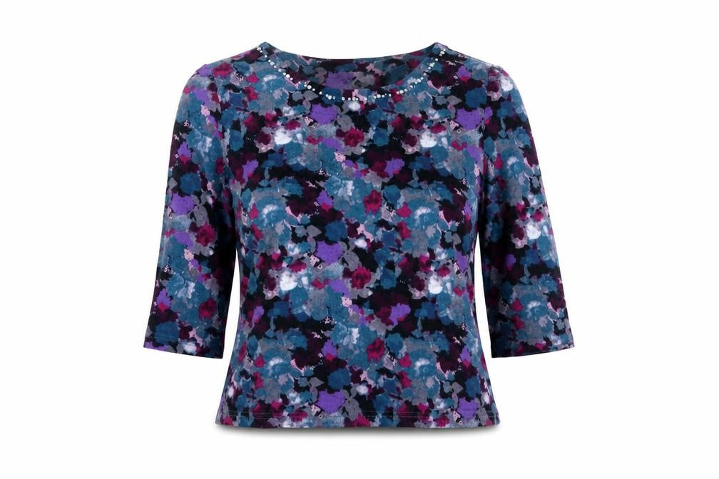 Honor Millburn Womens Multicoloured Floral 3/4 Sleeve Tunic Blouse Size 12