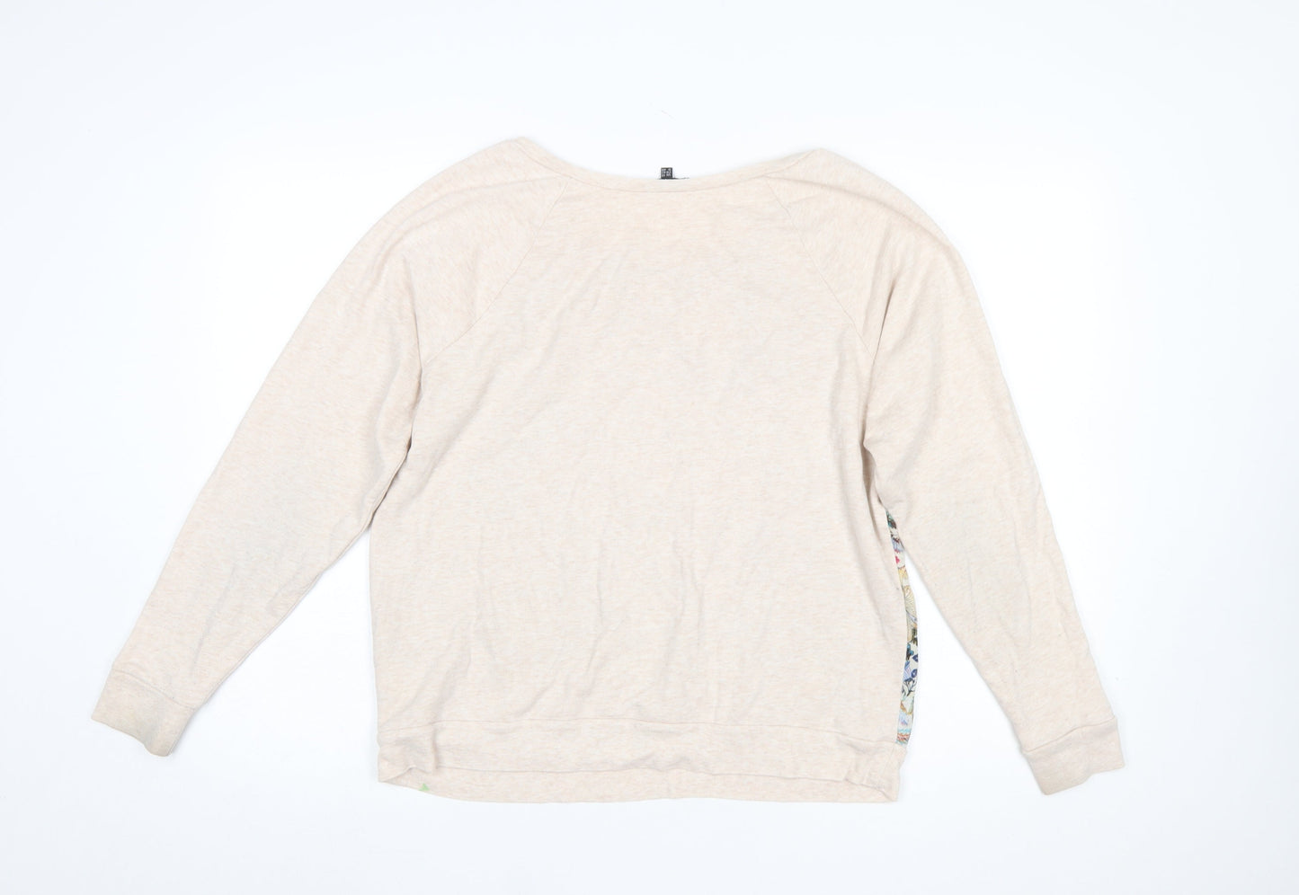 Warehouse Women’s Beige Floral Print Long Sleeve Jersey Top Size 14