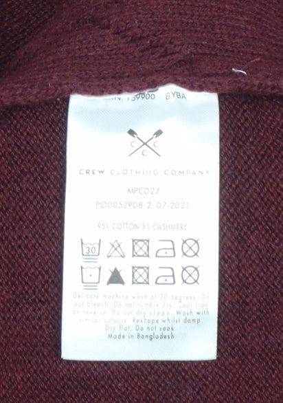 Crew Clothing Men’s Red 1/2 Zip High Neck Cotton Cashmere Jumper L