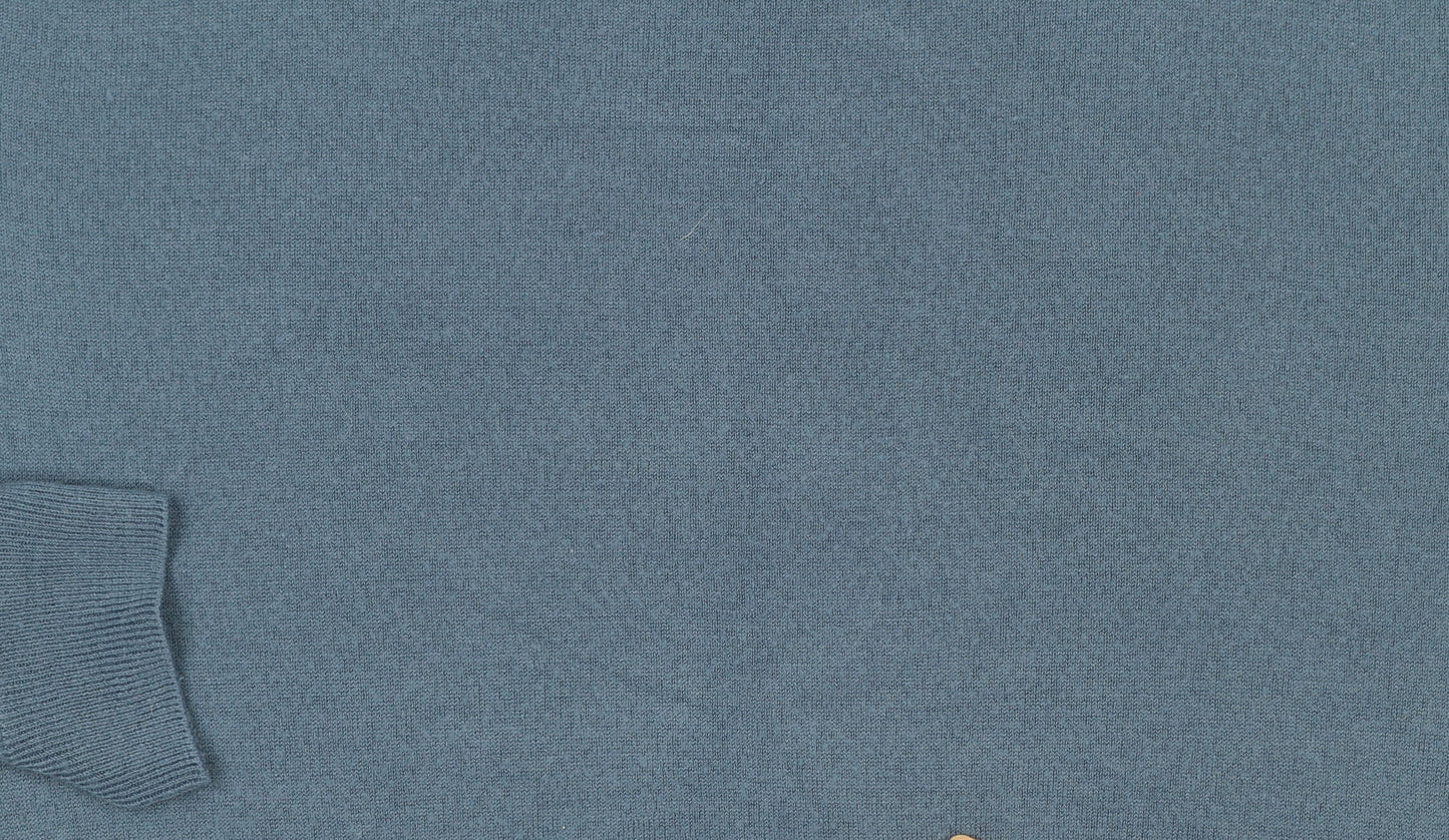 Marks and Spencer Men's Blue V-Neck Regular Fit Acrylic Jumper Medium